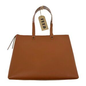 Feed Brown Leather Tote | Gold Hardware